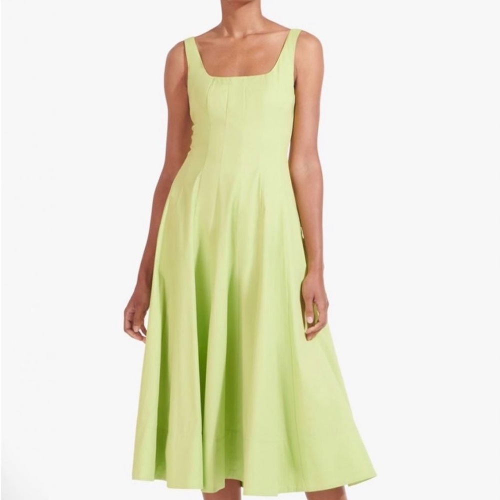 STAUD Lime Green Midi Dress